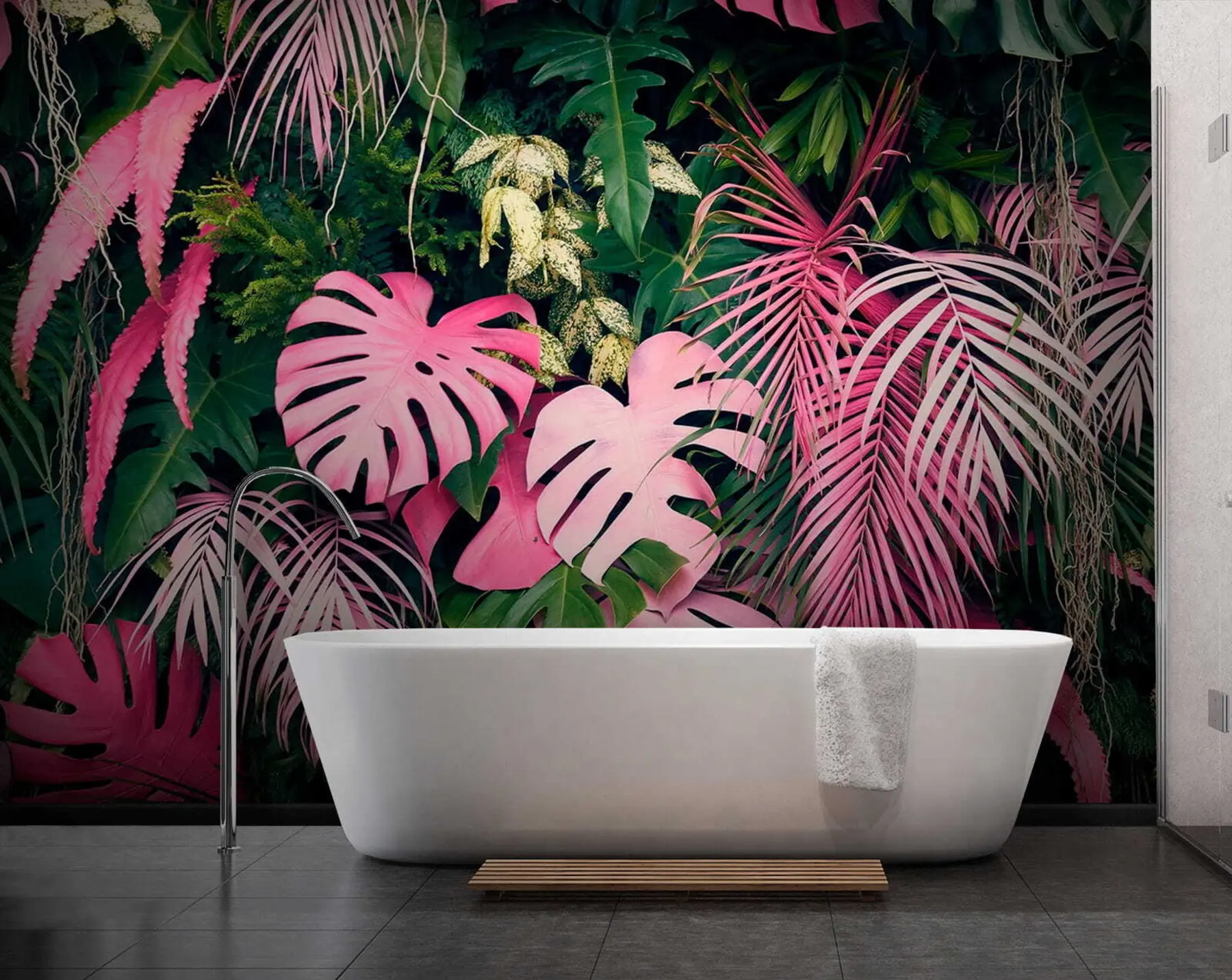 Fotobehang Groen en roze blad u79682