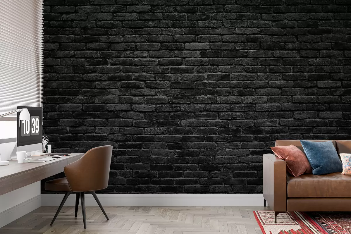 Fotobehang Zwart bakstenen behang u53027