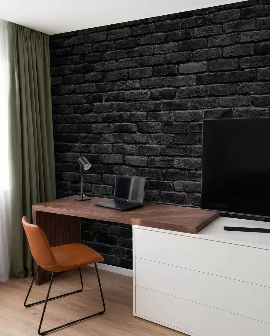 Fotobehang Zwart bakstenen behang u53027