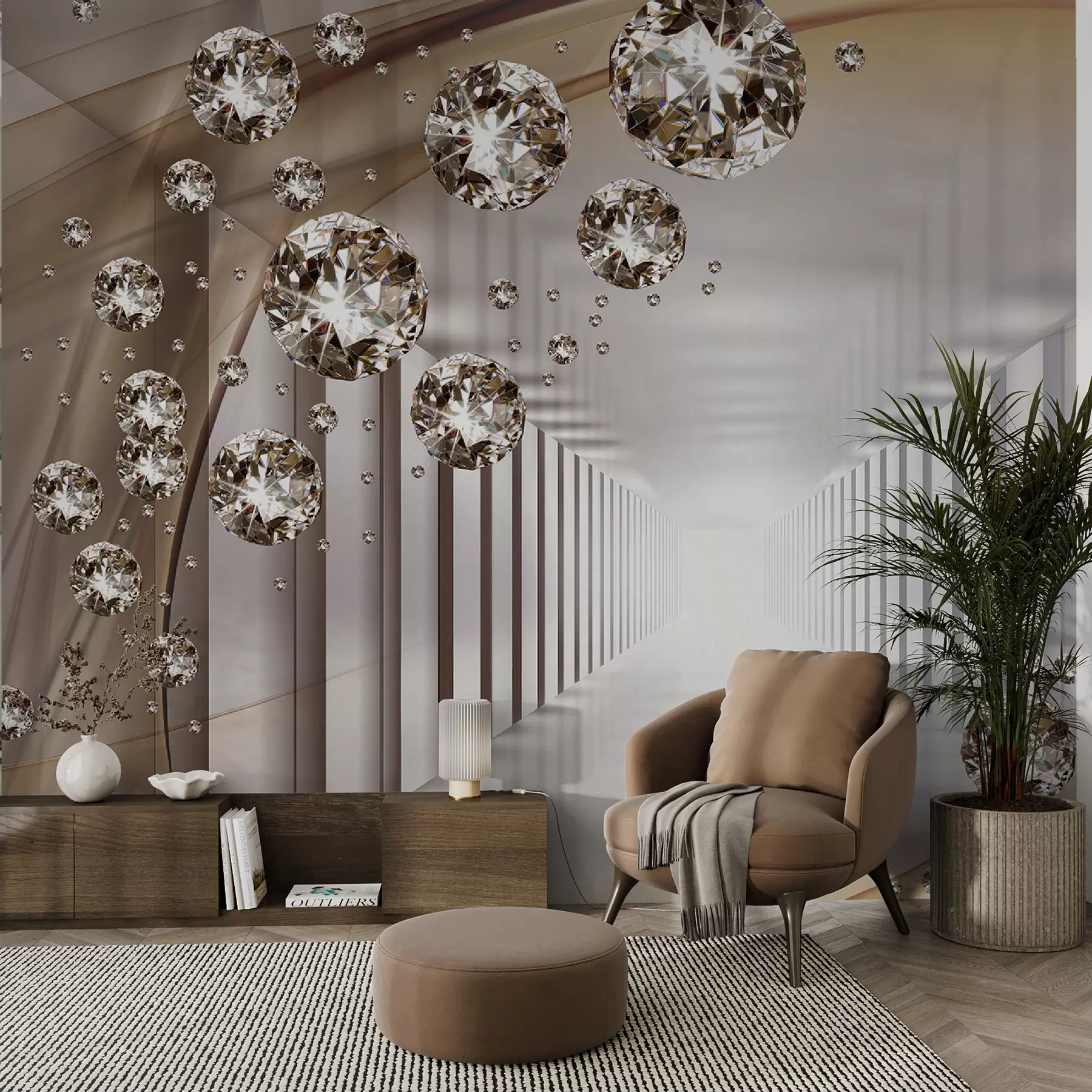 Fotobehang Tunnel met strass steentjes u79958