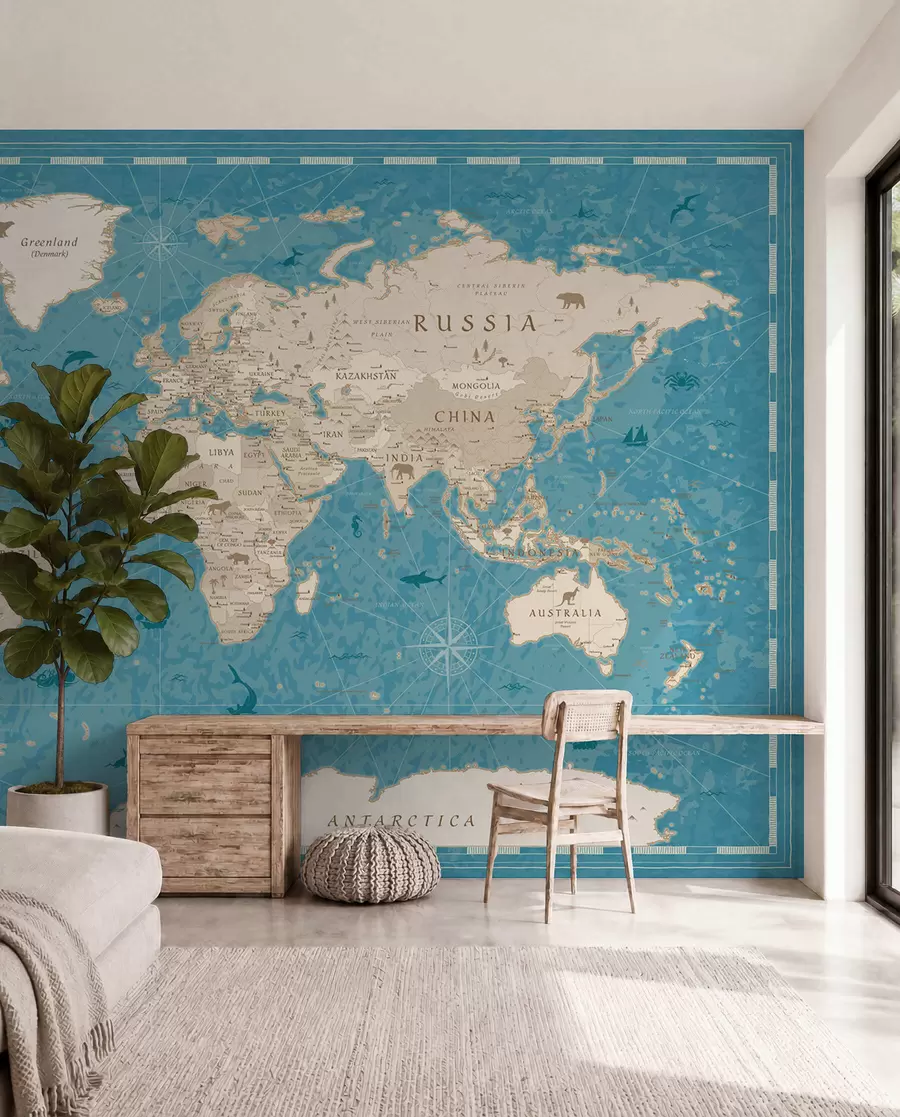 Fotobehang Wereldkaart, oude kaart u50378
