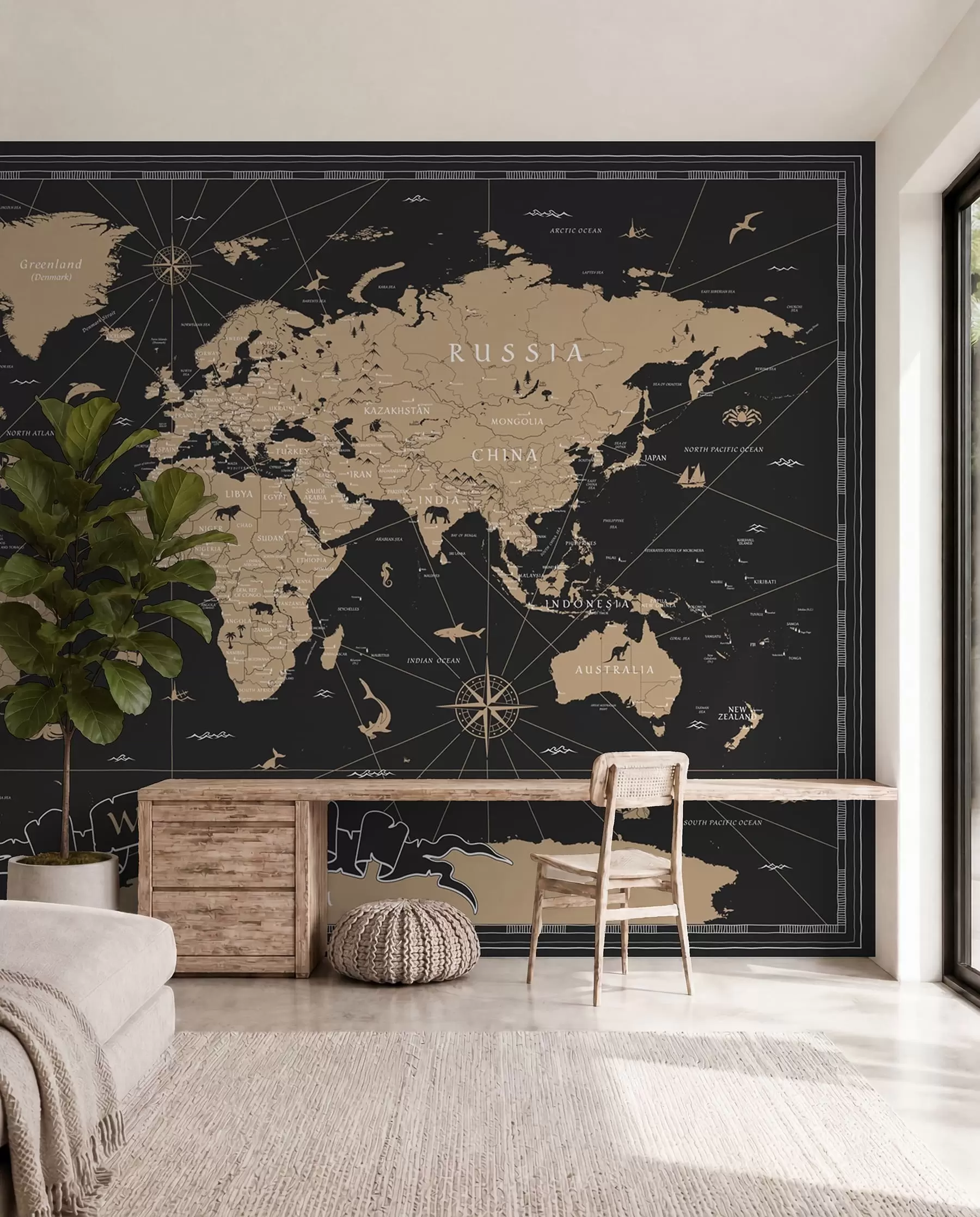 Fotobehang Vintage wereldkaart u50401