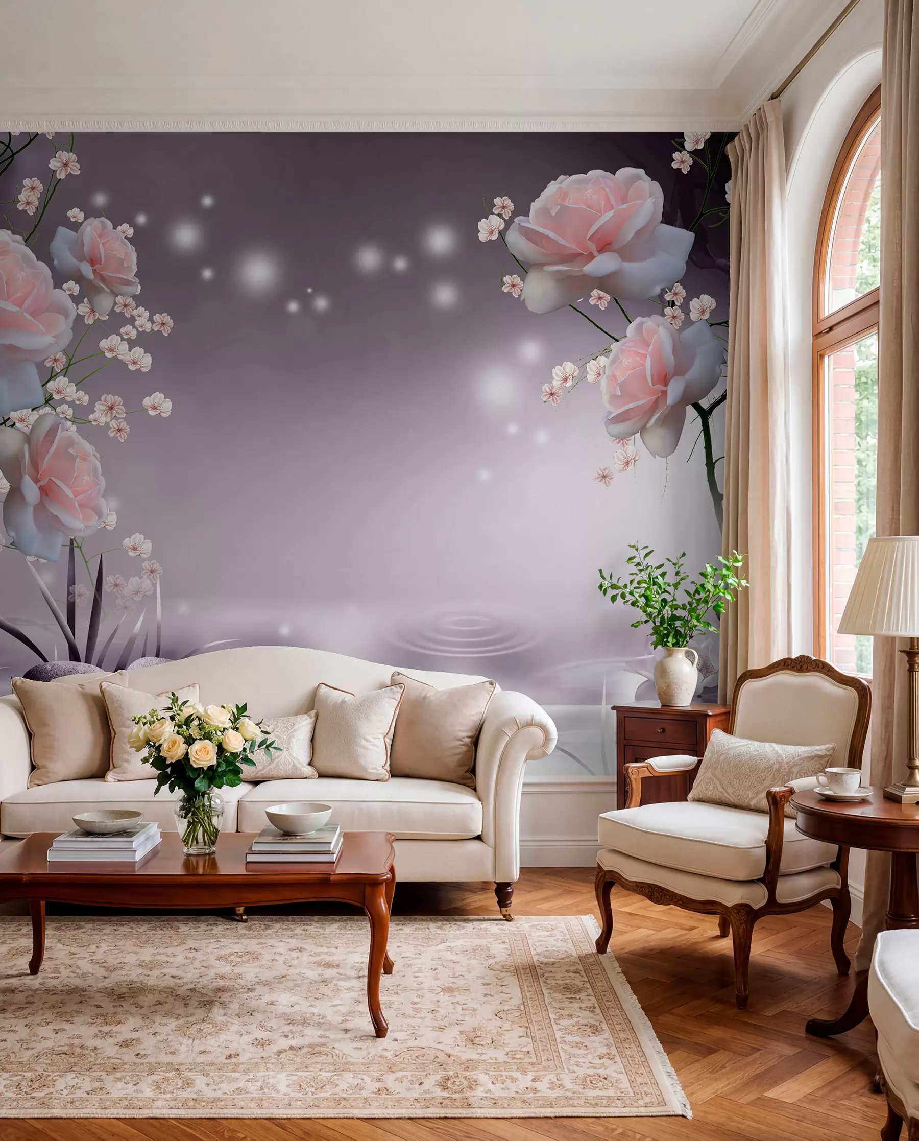 Papier peint photo Roses et points de lumière u01045