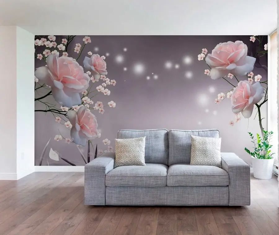 Papier peint photo Roses sur les ondulations de l'eau u01045