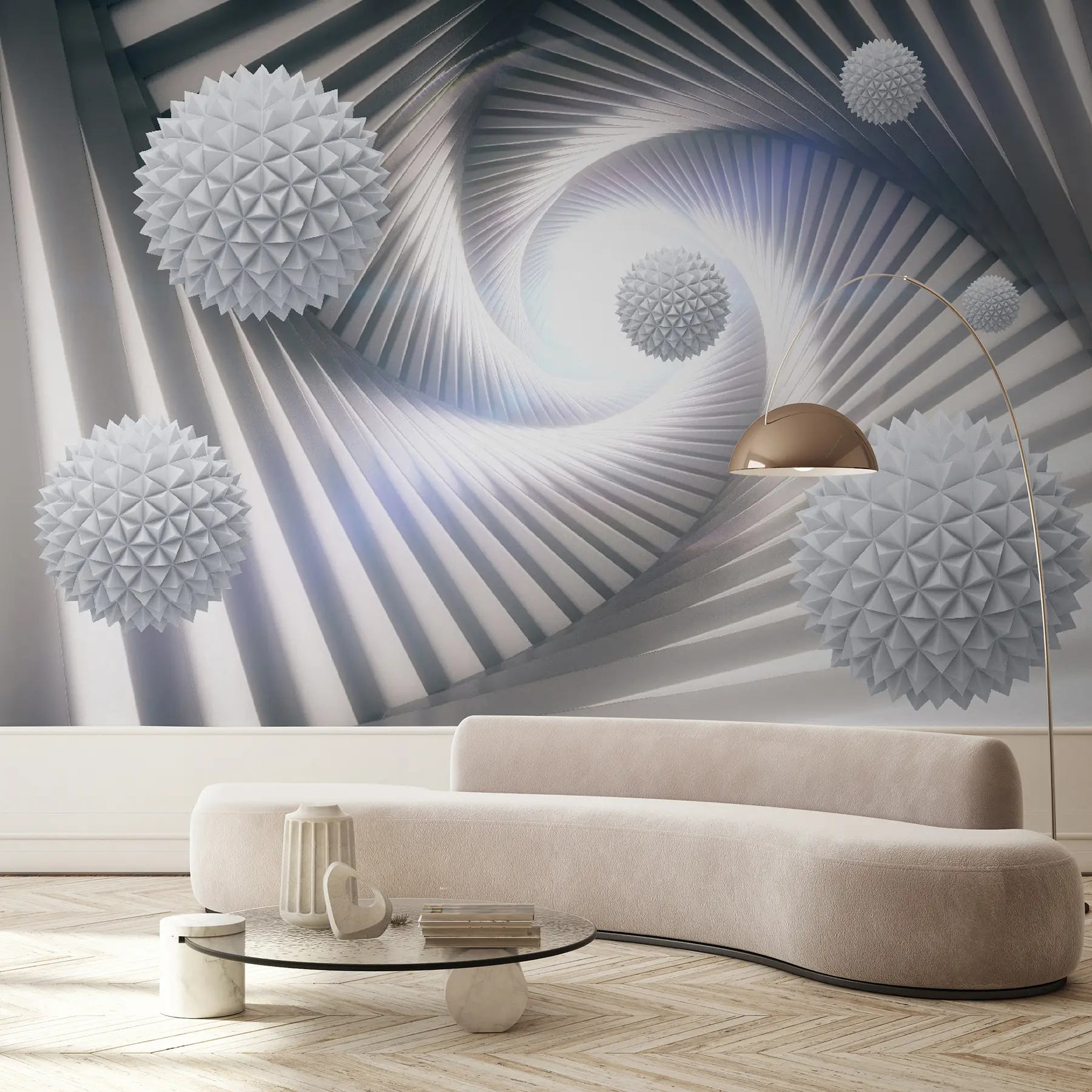 Fotobehang 3D Tunnel en bollen u03120