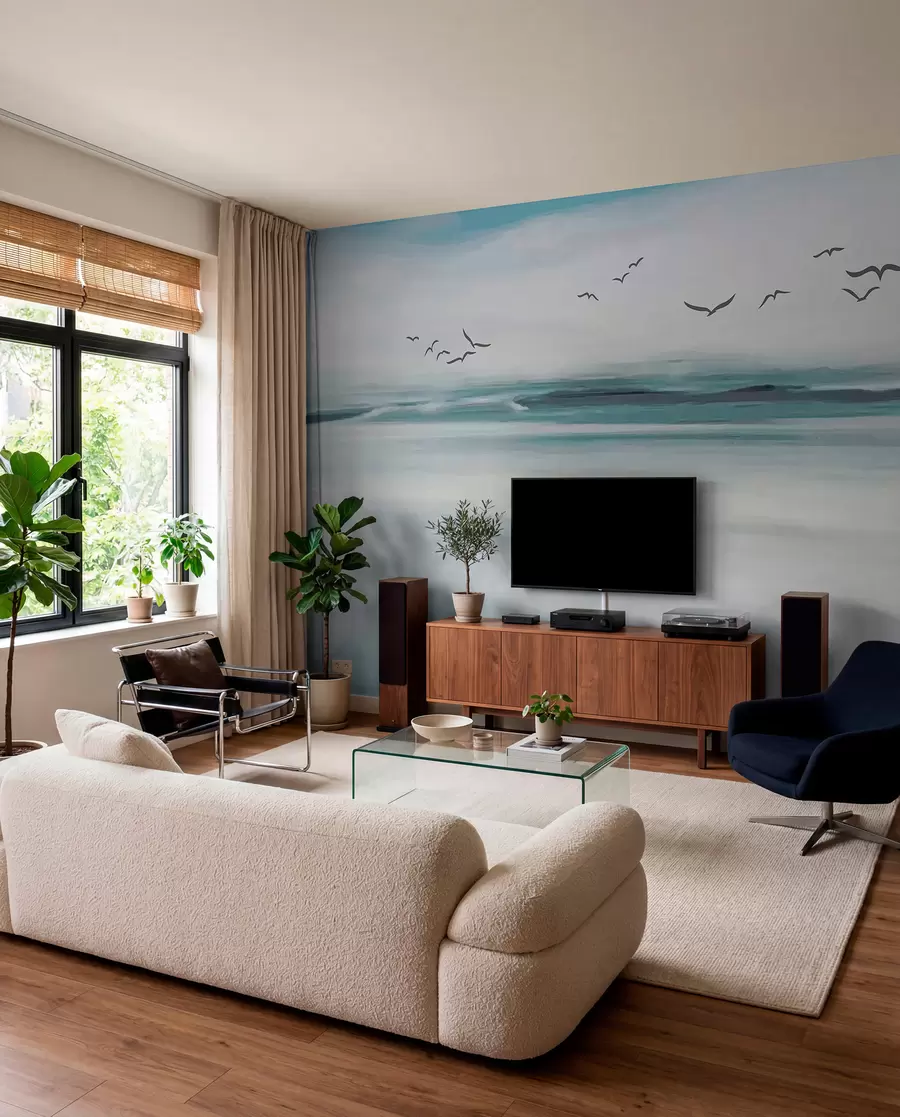 Fotobehang Meeuwen boven de zee u05695