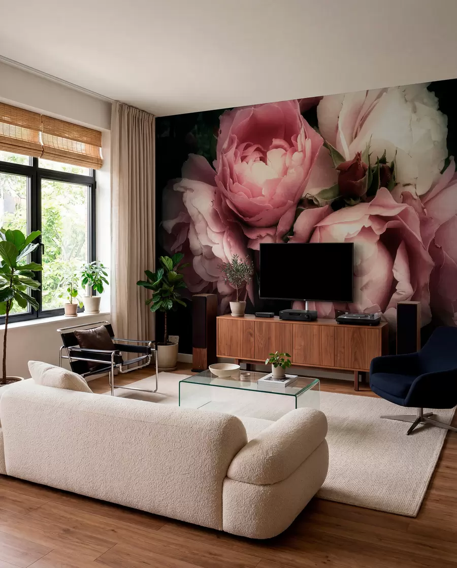 Fotobehang Fijne roze pioenrozen u08062