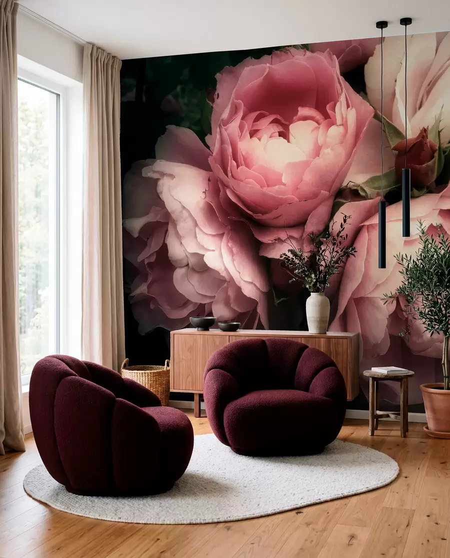 Fotobehang Fijne roze pioenrozen u08062