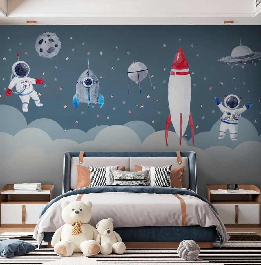 Fotobehang Kosmonauten in de kinderkamer u09813