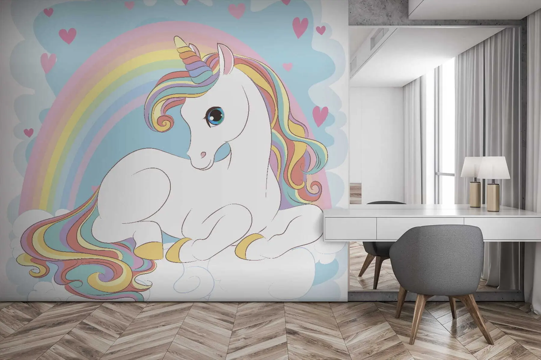 Papier peint photo Licorne sur un nuage u10971