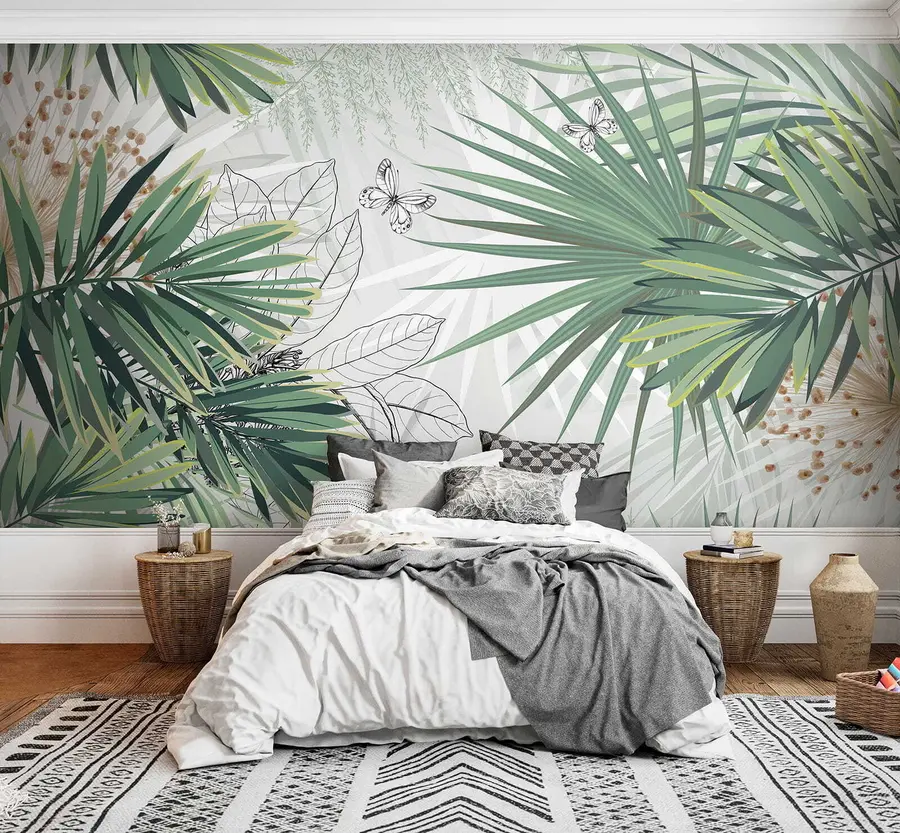 Papier peint photo Branches vertes des palmiers u12819