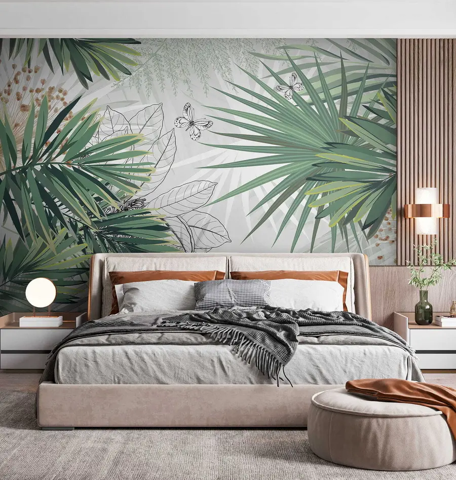 Fotobehang Groene takken van palmbomen u12819