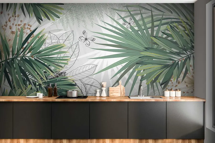 Fotobehang Groene takken van palmbomen u12819