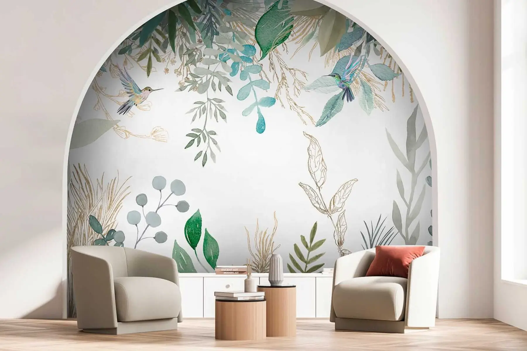 Fotobehang Exotische planten en kolibries u17579