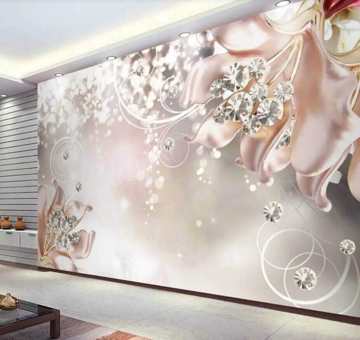 Fotobehang Porseleinen bloemen en kristallen u17739