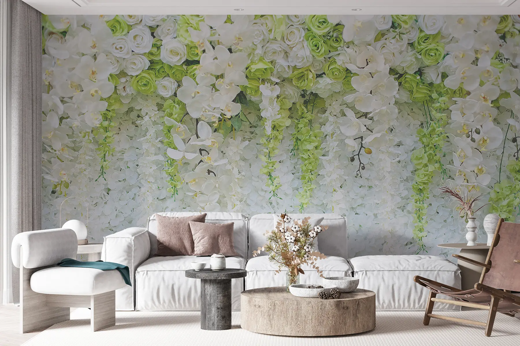 Papier peint photo Hangende rozen en orchideeën u17939