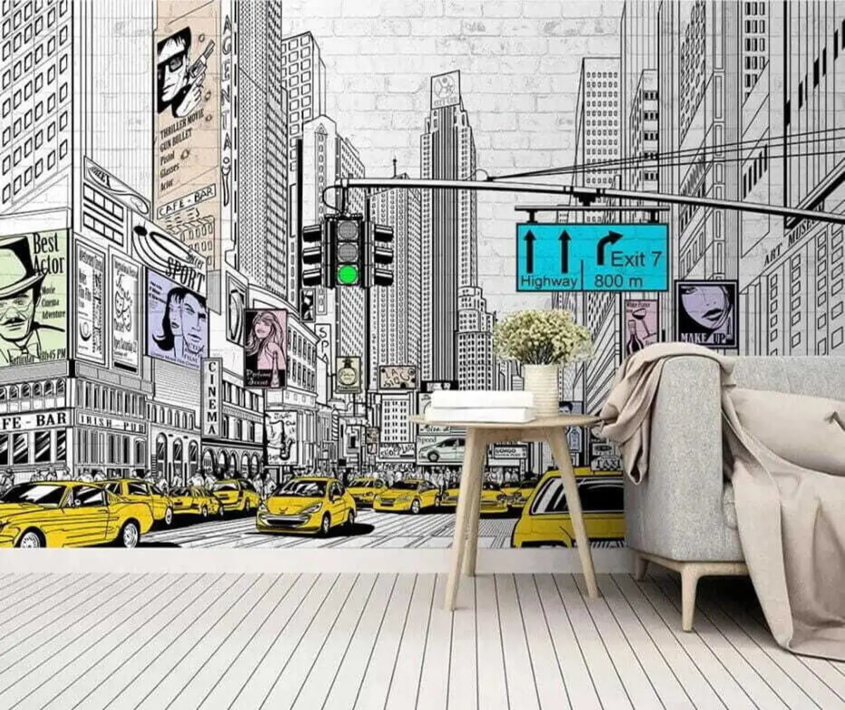 Fotobehang Megapolis in de komische stijl u21095