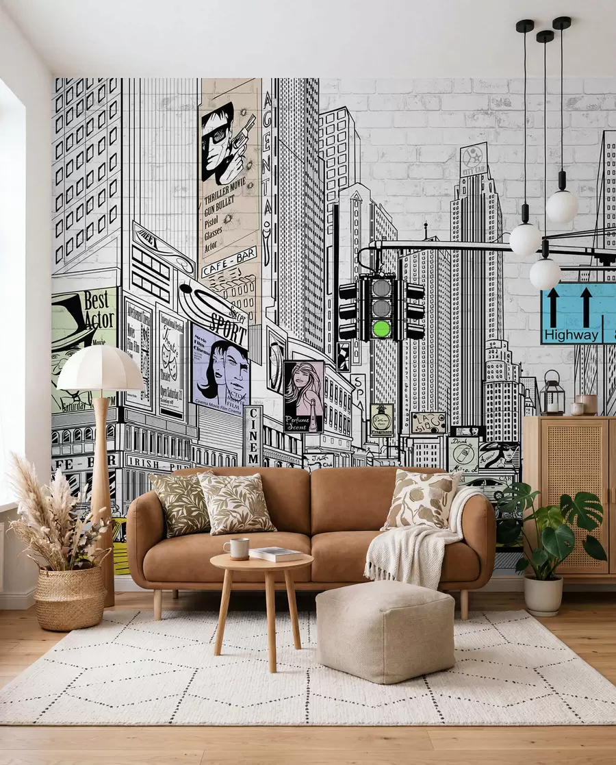 Fotobehang Megapolis in de komische stijl u21095