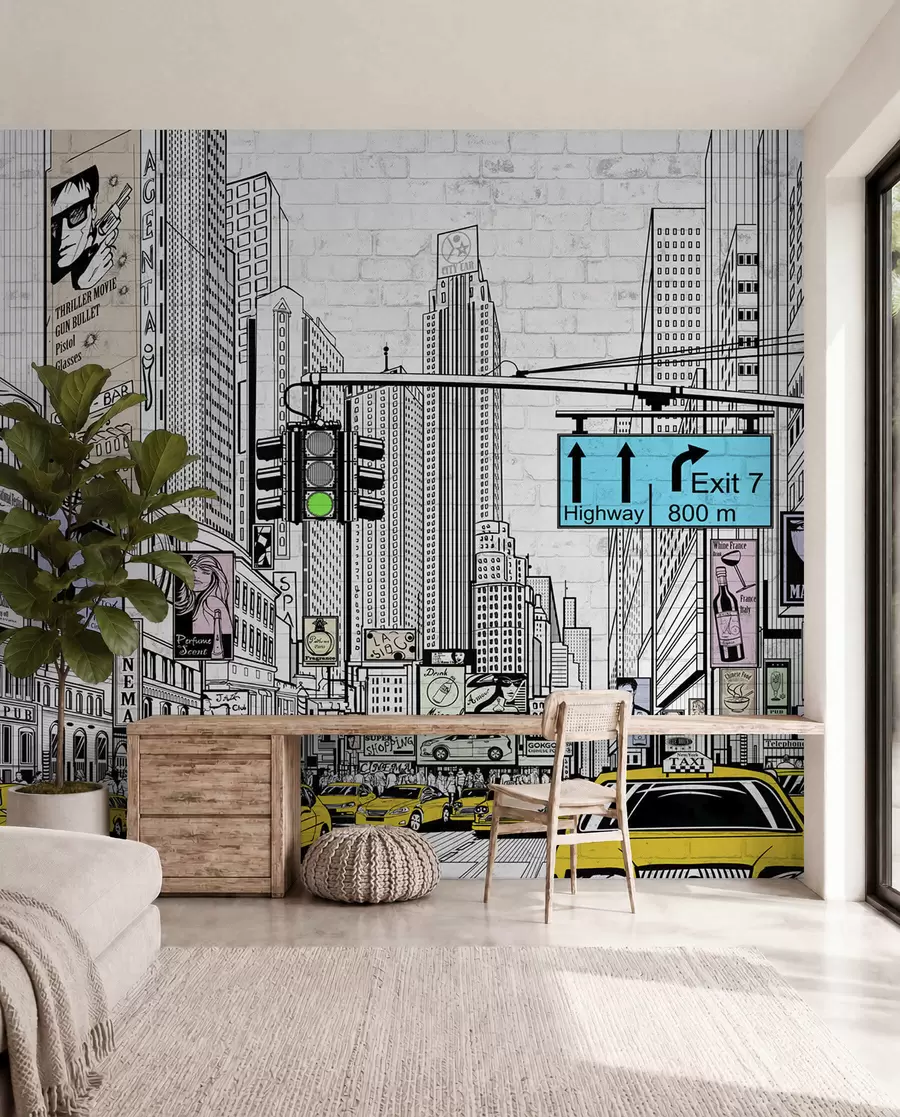 Fotobehang Megapolis in de komische stijl u21095