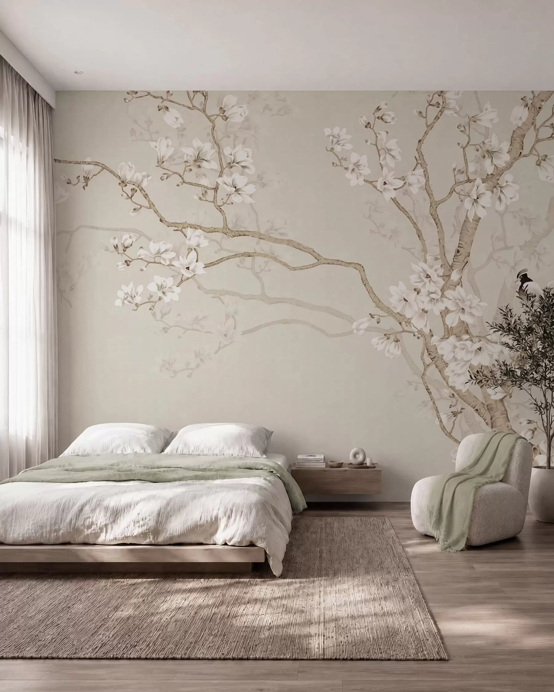 Fotobehang Vogels tussen bloesems u25842