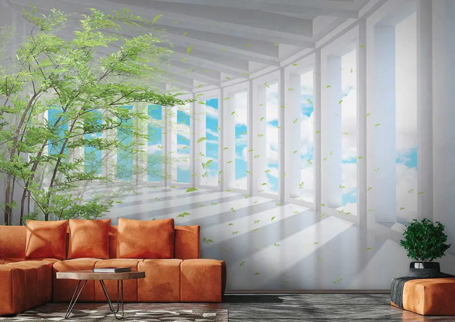 Fotobehang Tunnel met uitzicht op de wolken u29922