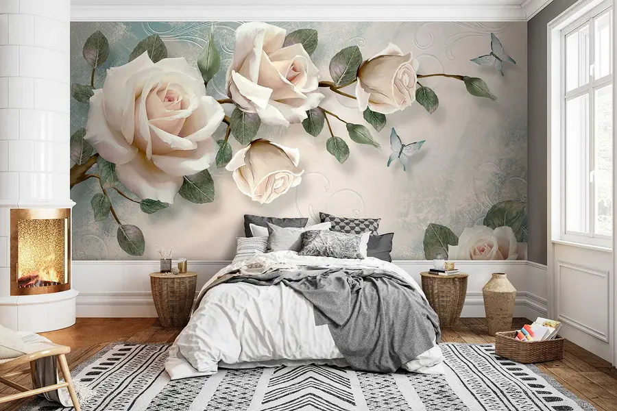 Papier peint photo Crème rozen u31353