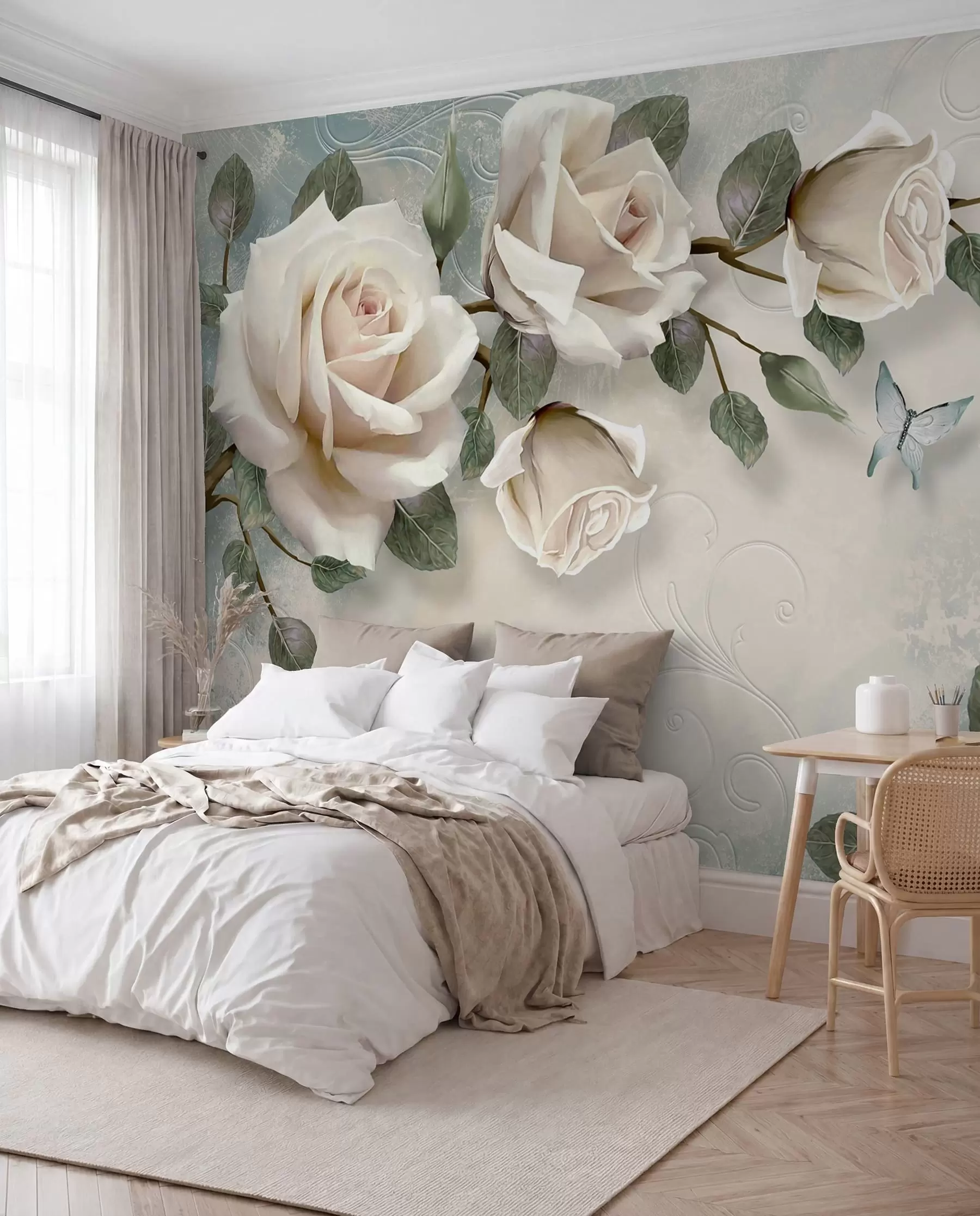 Fotobehang Crème rozen u31353