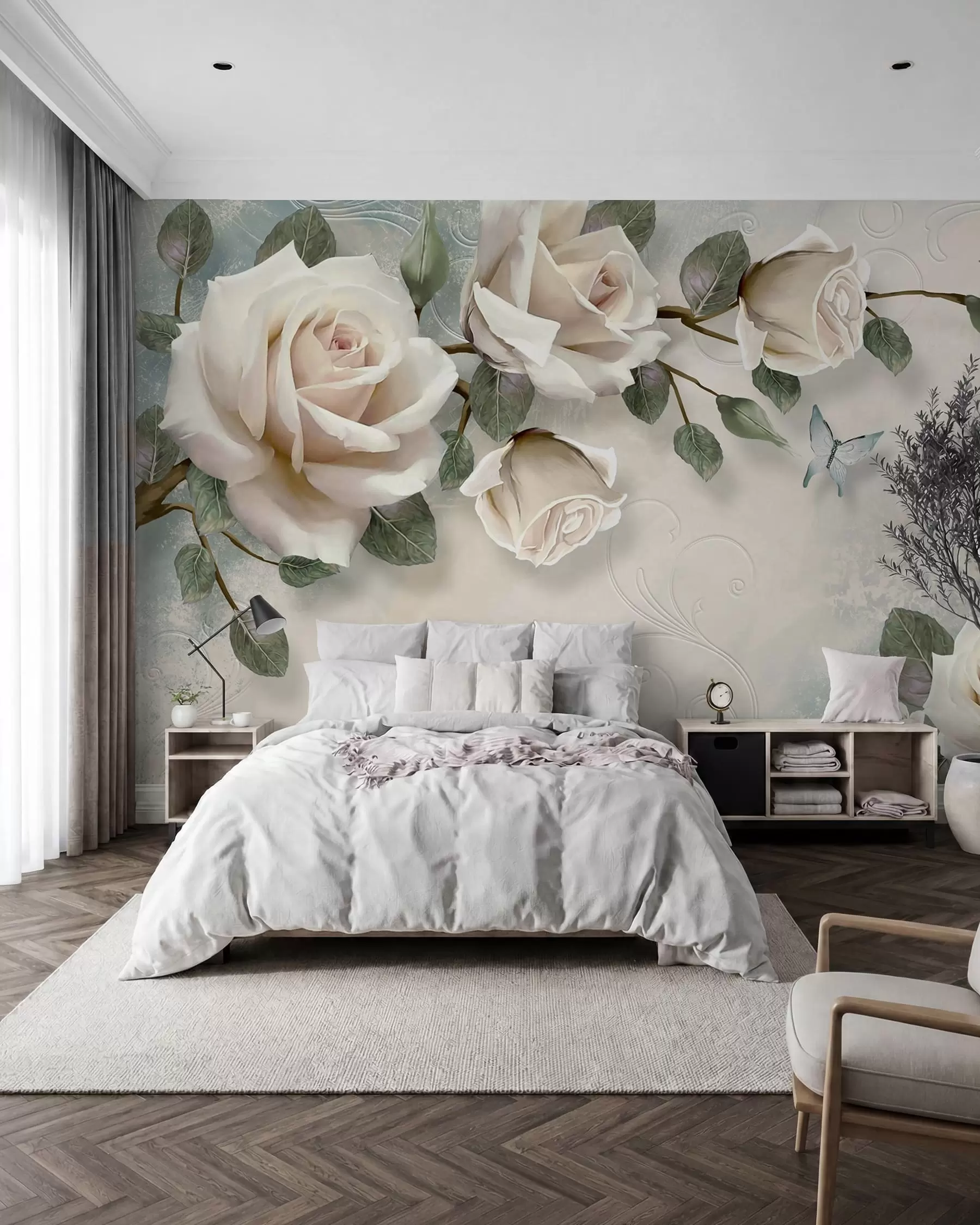 Fotobehang Crème rozen u31353