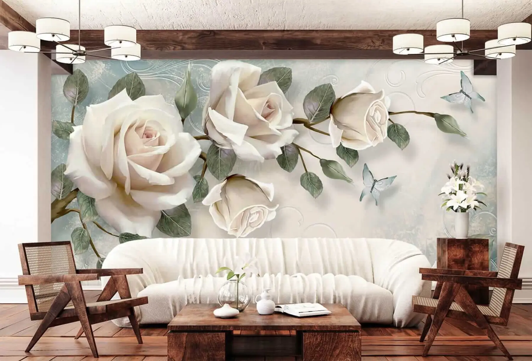 Fotobehang Crème rozen u31353