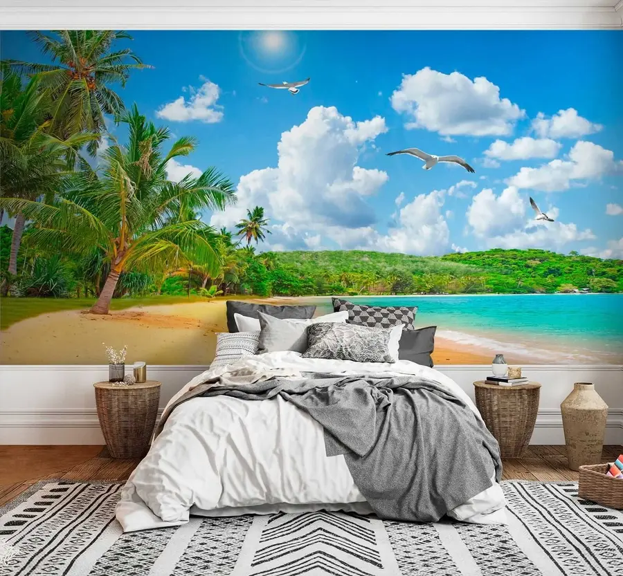 Fotobehang Palmbomen aan de kust u31410