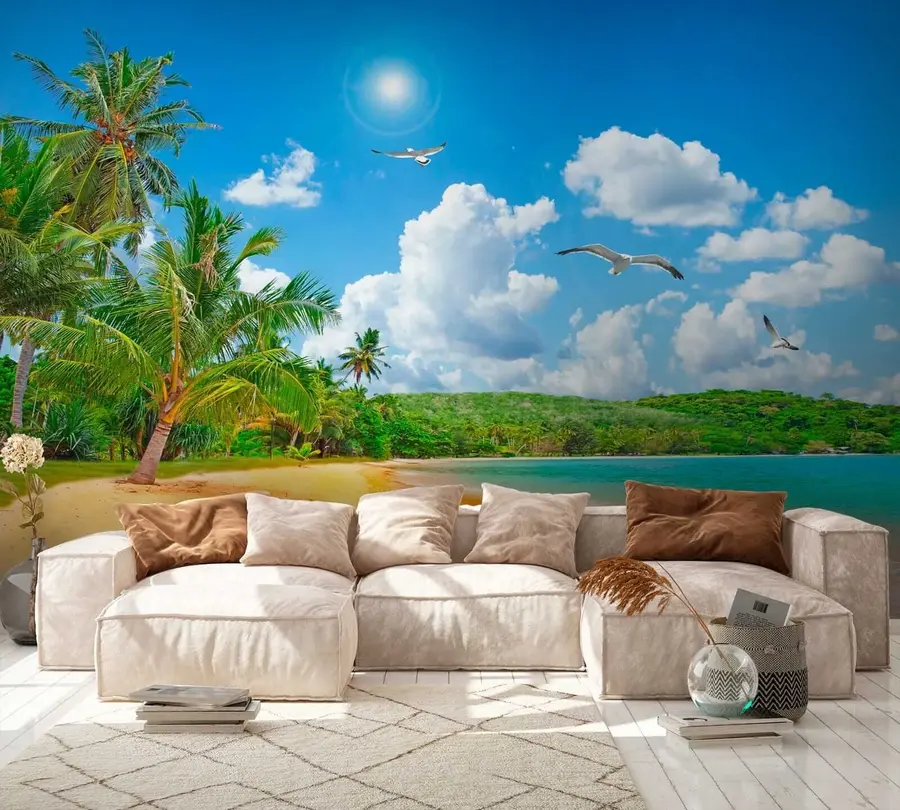 Fotobehang Palmbomen aan de kust u31410