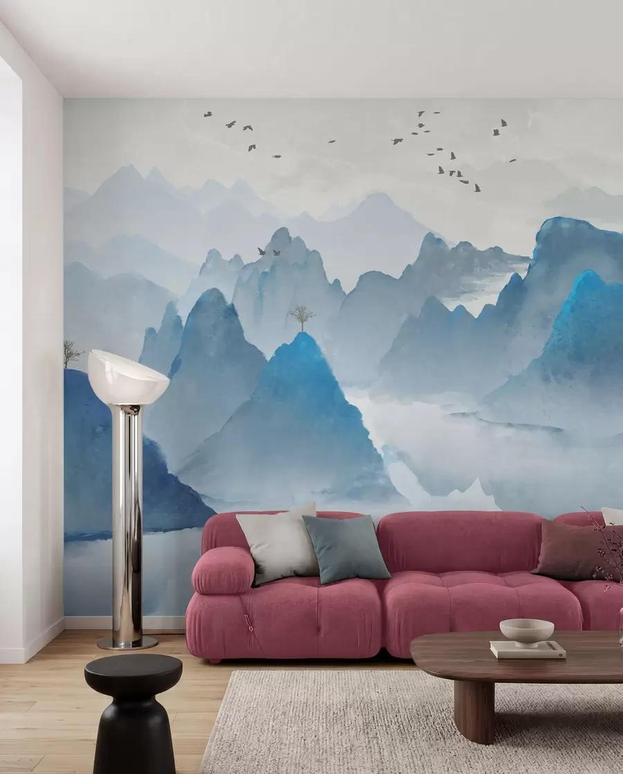 Fotobehang Blauwe bergen u32523
