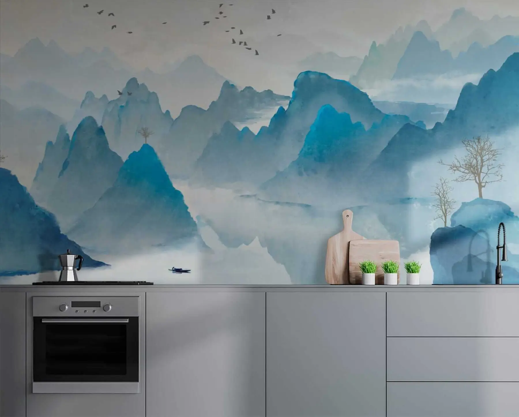 Papier peint photo Montagnes bleues u32523