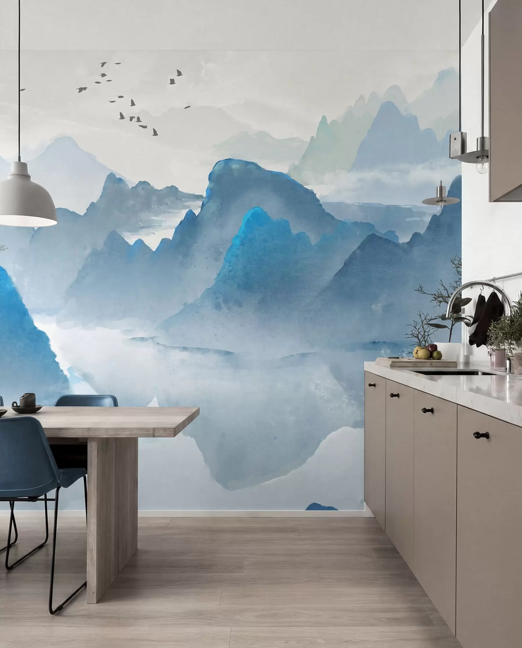 Papier peint photo Montagnes bleues u32523