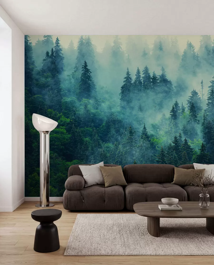Fotobehang Mistig bos in de ochtend u33150
