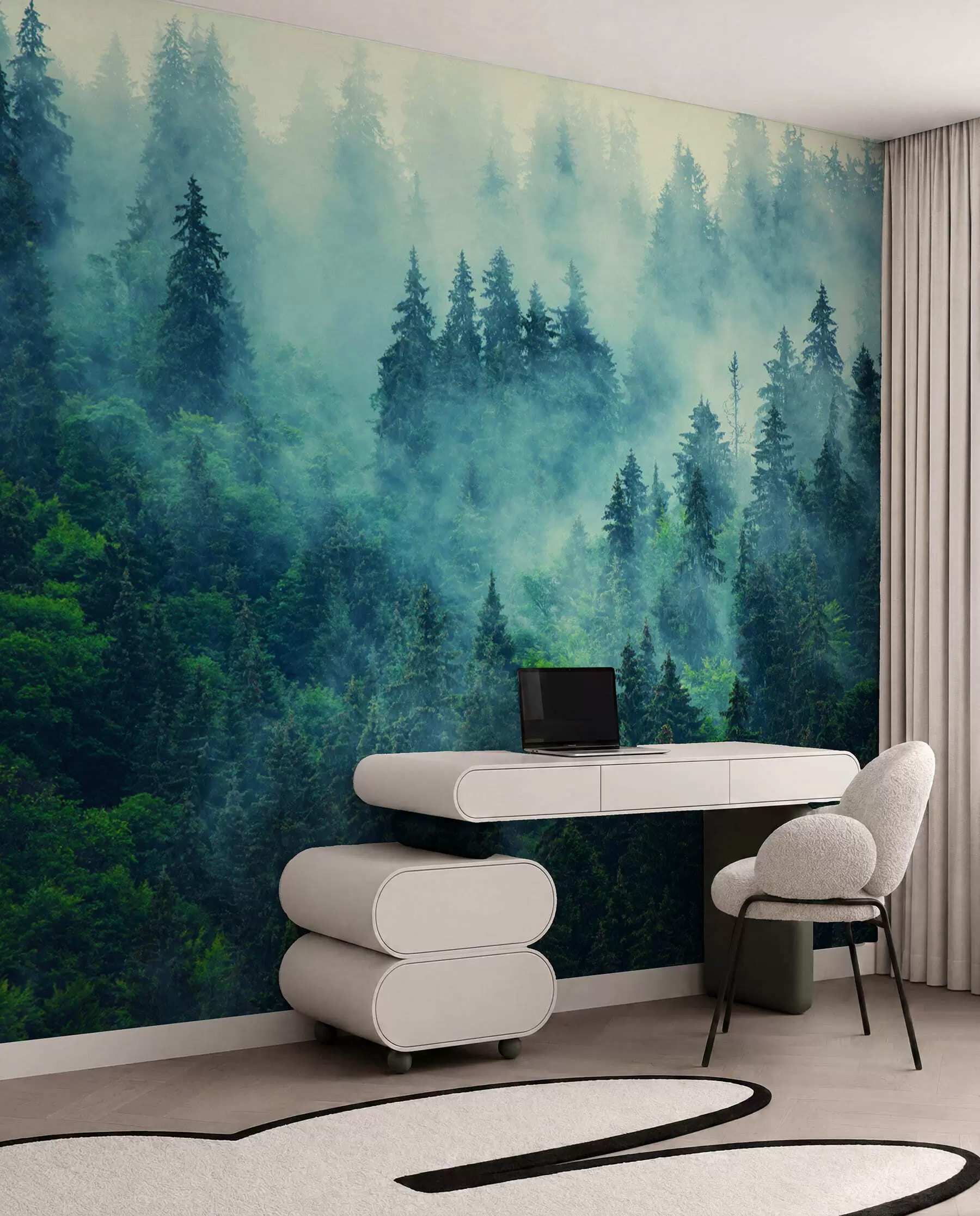 Fotobehang Mistig bos in de ochtend u33150