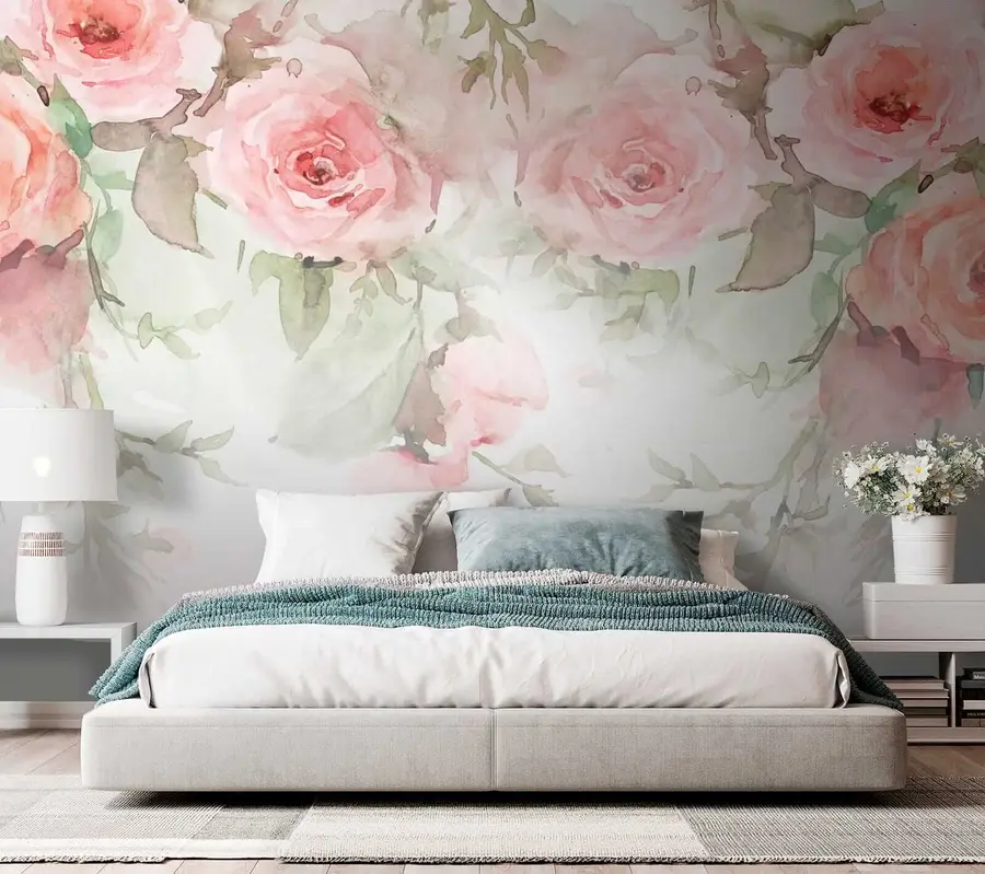 Papier peint photo Bordure de roses poudrées u34659