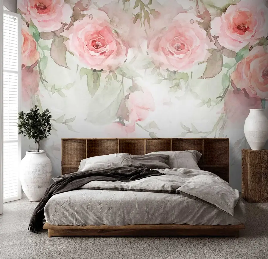 Papier peint photo Rose aquarelle rose u34659