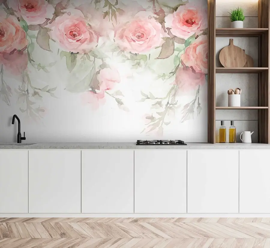 Fotobehang Roze aquarel rozen u34659