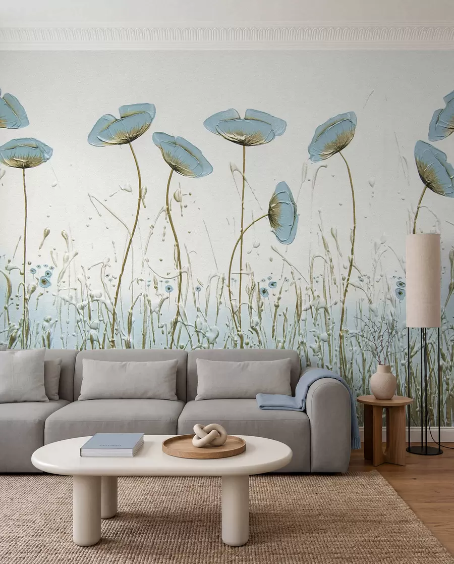 Fotobehang Papavers. Olieverf u34867