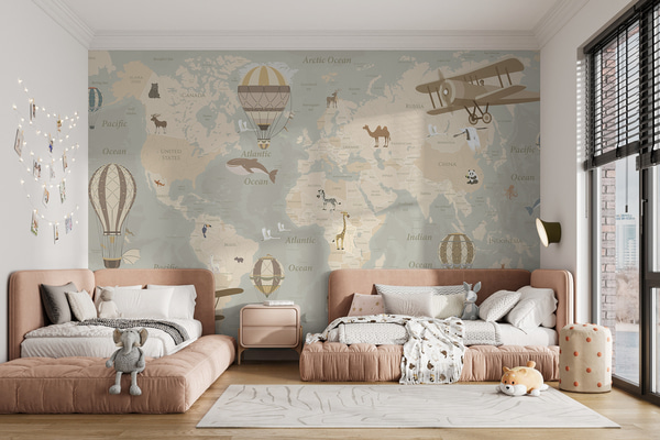 Fotobehang Wereldkaart voor kinderen, Fotobehang kinderen, u36066 : Uwalls.be