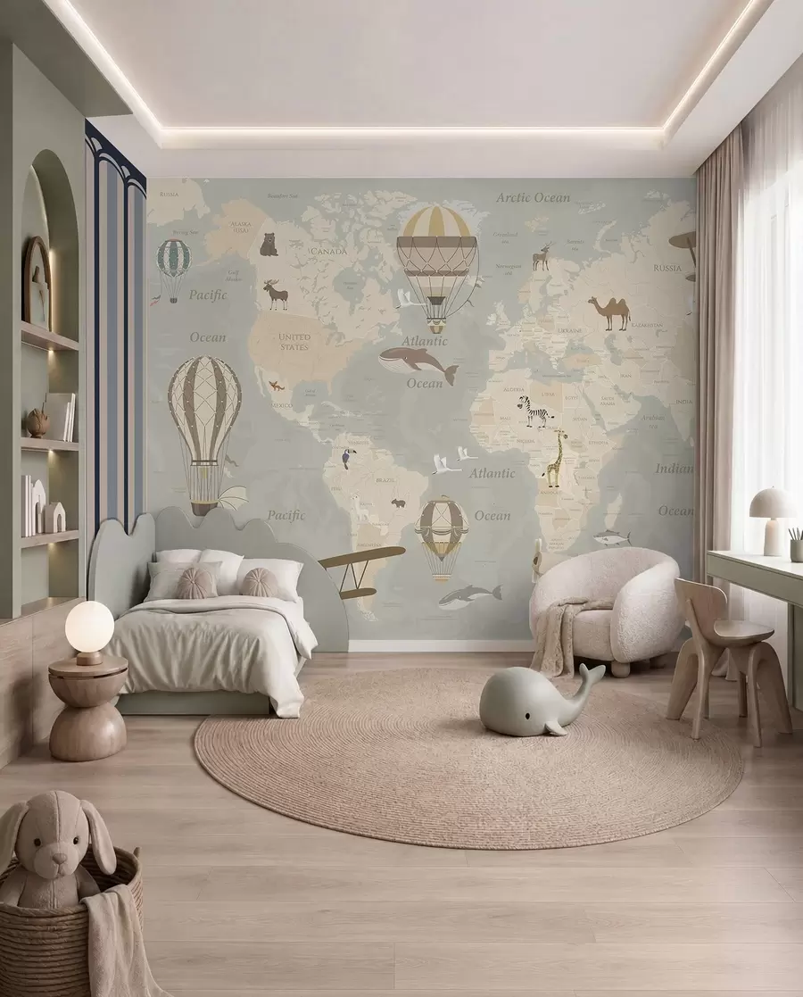 Fotobehang Wereldkaart met ballonnen u36066