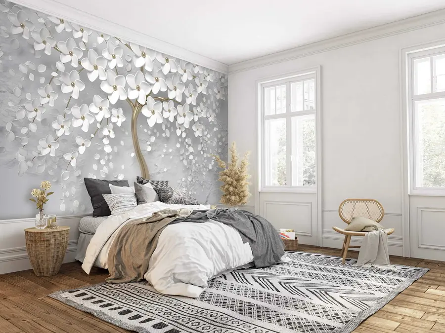 Fotobehang Bloeiende boom met grote bloemen u37065