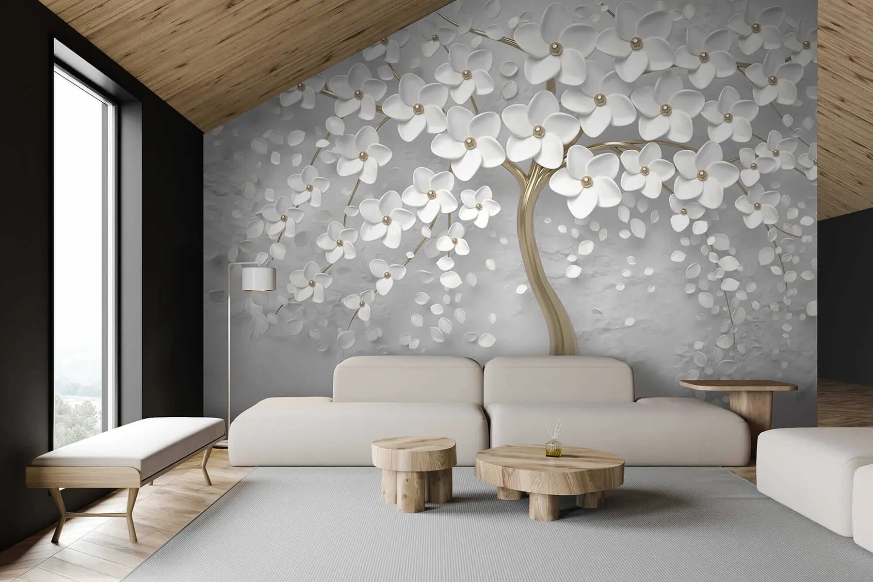 Fotobehang Bloeiende boom met grote bloemen u37065