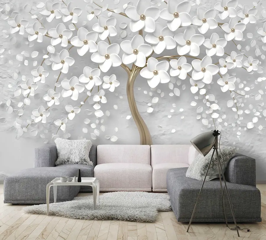 Fotobehang Bloeiende boom met grote bloemen u37065