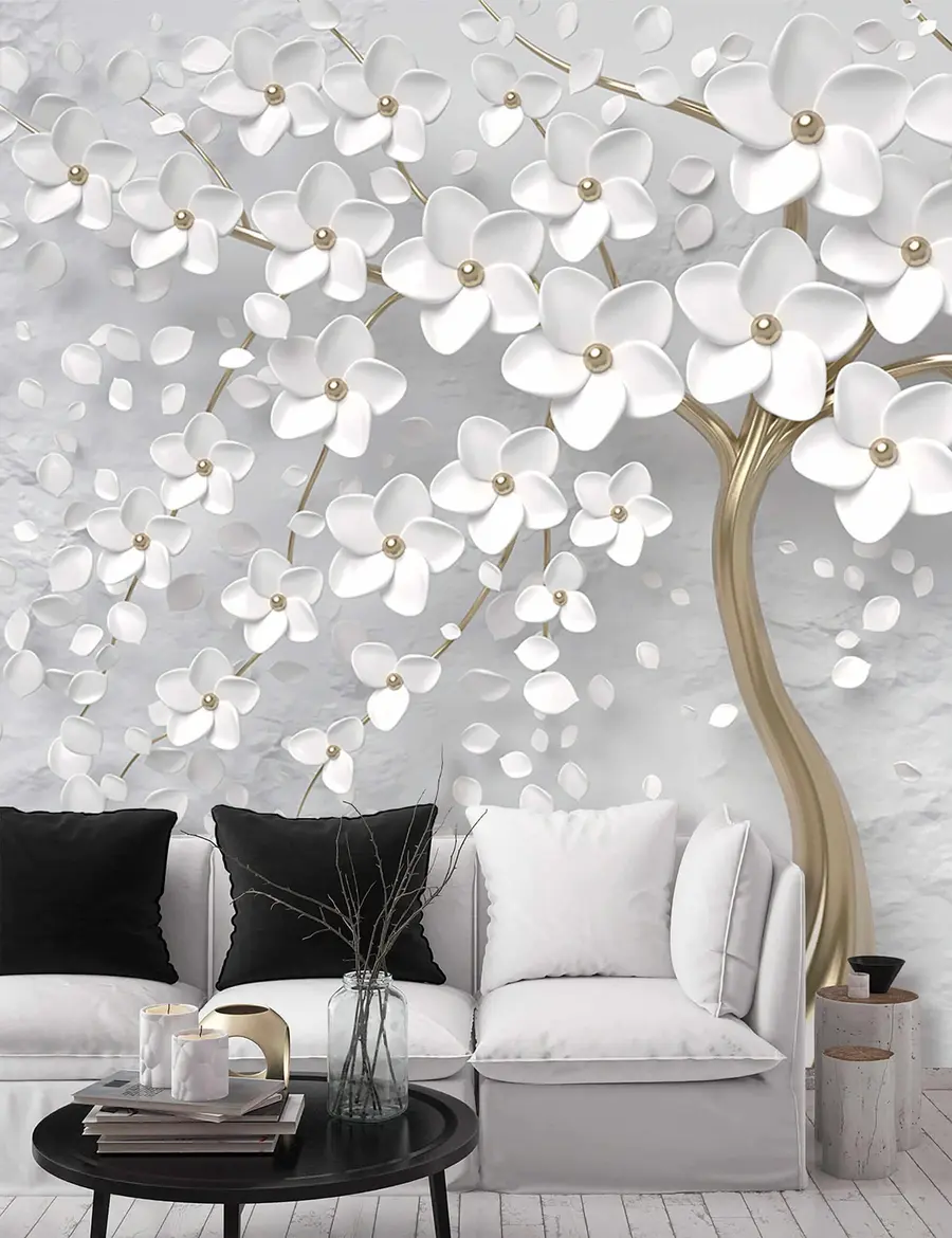 Fotobehang Bloeiende boom met grote bloemen u37065