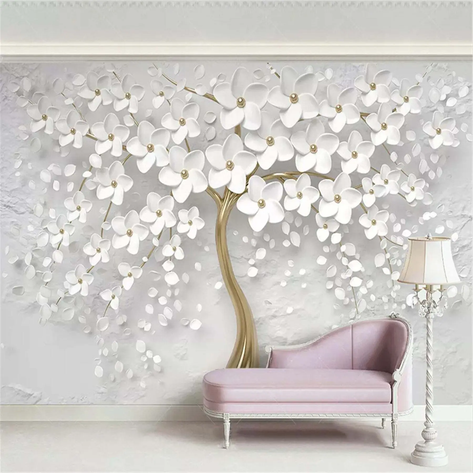 Fotobehang Bloeiende boom met grote bloemen u37065