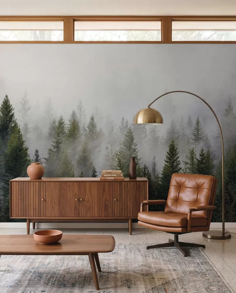 Fotobehang Bos in de mist u37073
