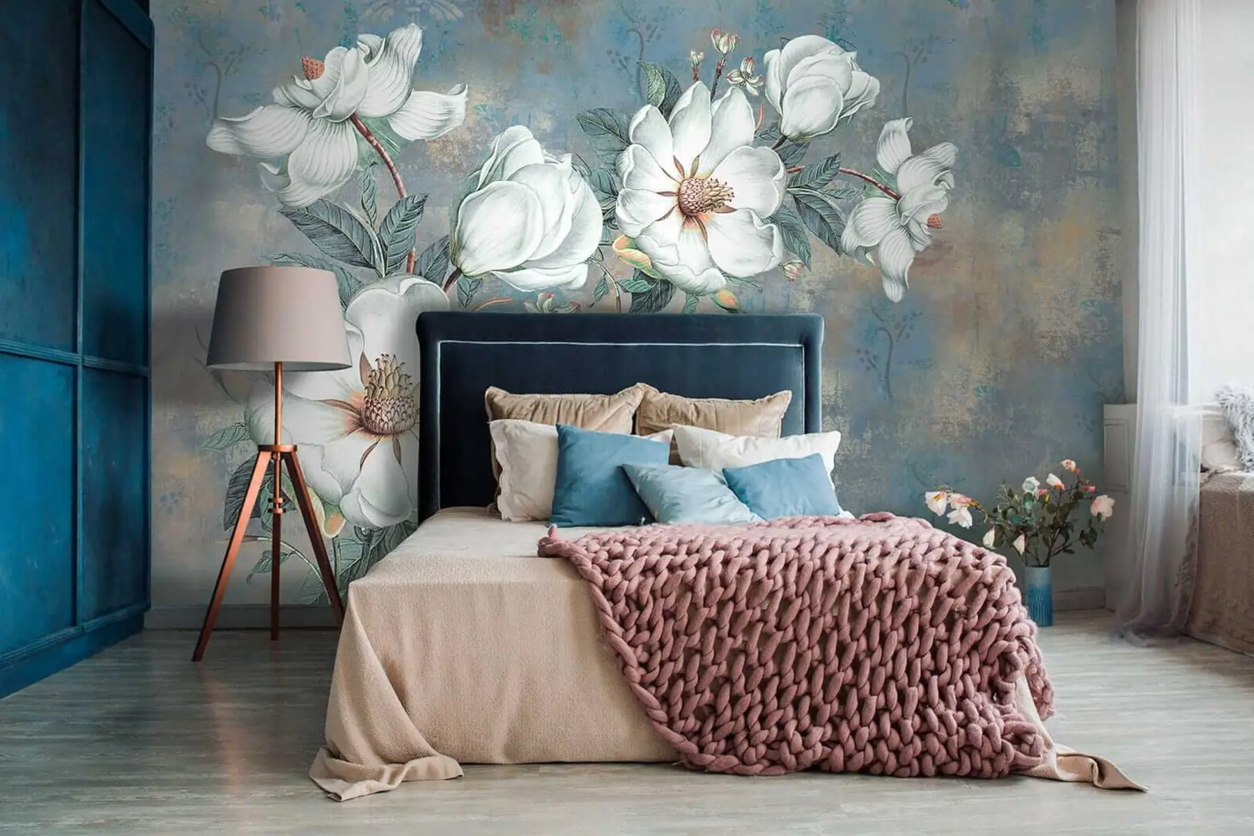 Papier peint photo Magnolia sur le mur grunge u38839