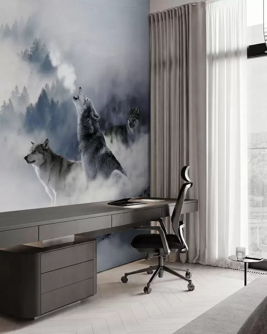 Fotobehang Wolven in het bos u42161